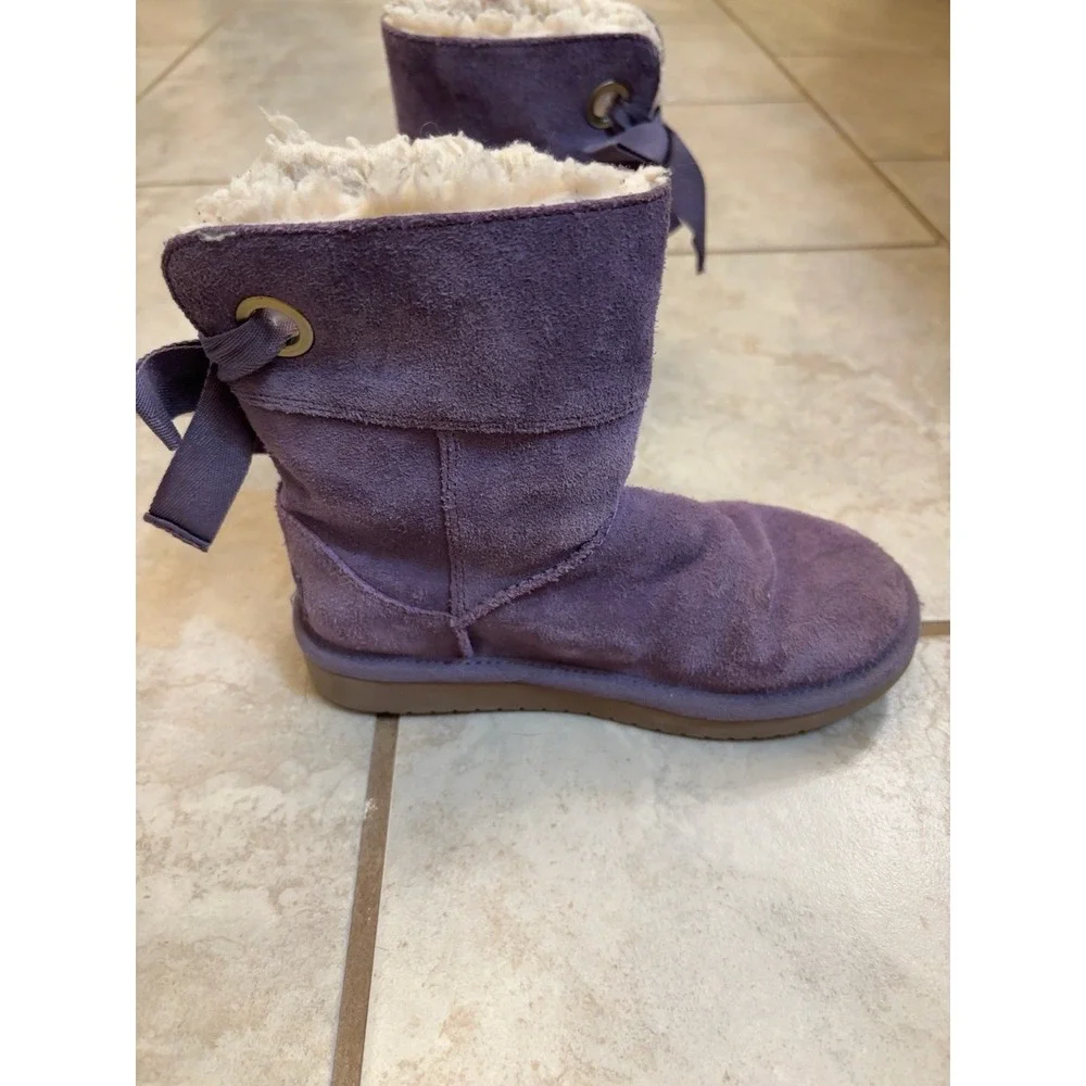 Koolaburra by UGG Victoria Purple Suede Bow Boots Kids Size 12 110861T